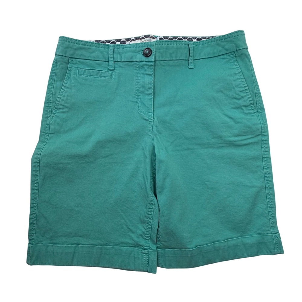 Boden Green Chino Shorts Womens Size 6 Cotton Twill Cuffed Bermuda Preppy Summer